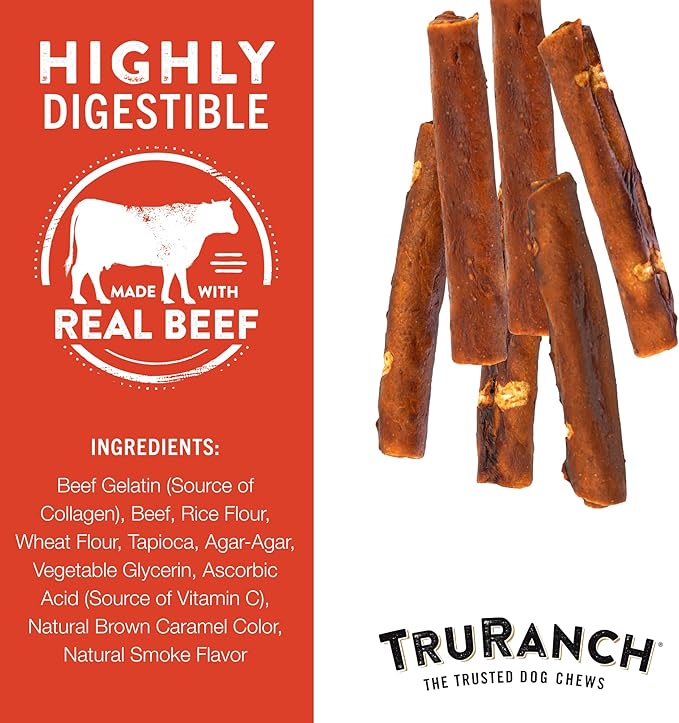 Collagen Rolls - 6" Collagen Rolls for Dogs - Long Lasting Healthy Joint Support - Rawhide Alternative - Skin & Coat Health - Made with Real Beef, Value Pack, 15 Bags, 60 Count