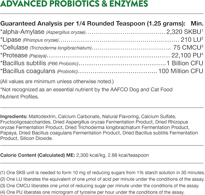 NaturVet – Advanced Probiotics & Enzymes - Plus Vet Strength PB6 Probiotic | Supports and Balances Pets with Sensitive Stomachs & Digestive Issues | for Dogs & Cats (4 oz)