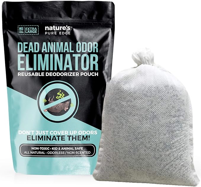 Dead Animal Smell Eliminator Pouch – Fragrance-Free, Reusable Deodorizer for Attic, Wall, Crawlspaces. Removes Decay Odor, Pet & Kid Safe, Extra Large, Covers Up to 375 Sq Ft.