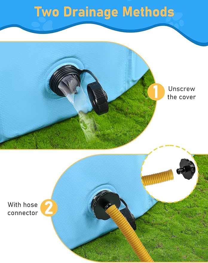 Foldable Dog Pool, Lexda Hard Plastic Shell Pet Swimming Pools for Large Dogs, Collapsible Plastic Pet Pool, Portable Bathing Tub for Dogs (79x12inch)