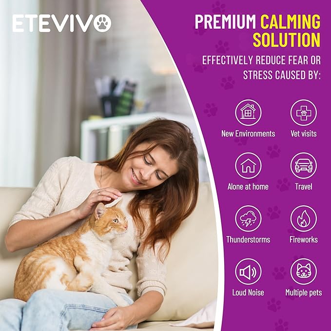 Cat Pheromones Calming Diffuser Cat Anxiety Relief Pheromones for Cats Promotes Well-Being & Comfort Cat Calming Diffuser with 2 Refills 60 Days Long Lasting Serenity