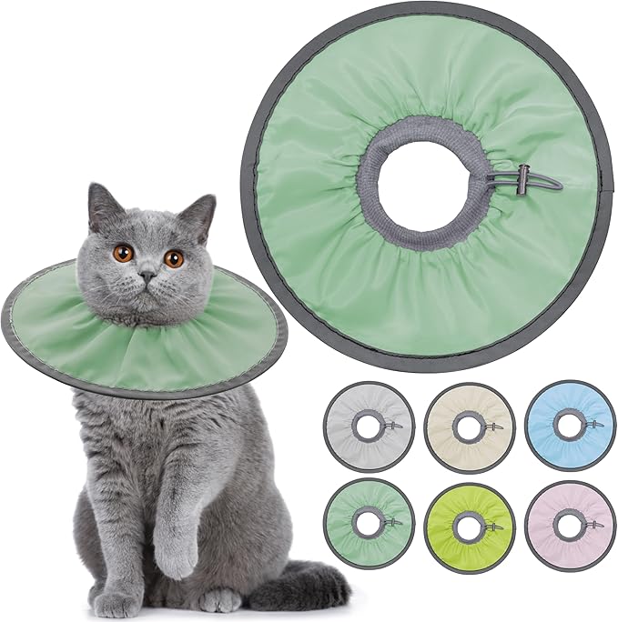 Lightweight Cat Cone Collar Soft, Soft Comfortable Cat Recovery Collar After Surgery, Elizabethan E Collar for Cats, Cone for Cats to Stop Licking (Mint Green, Medium)