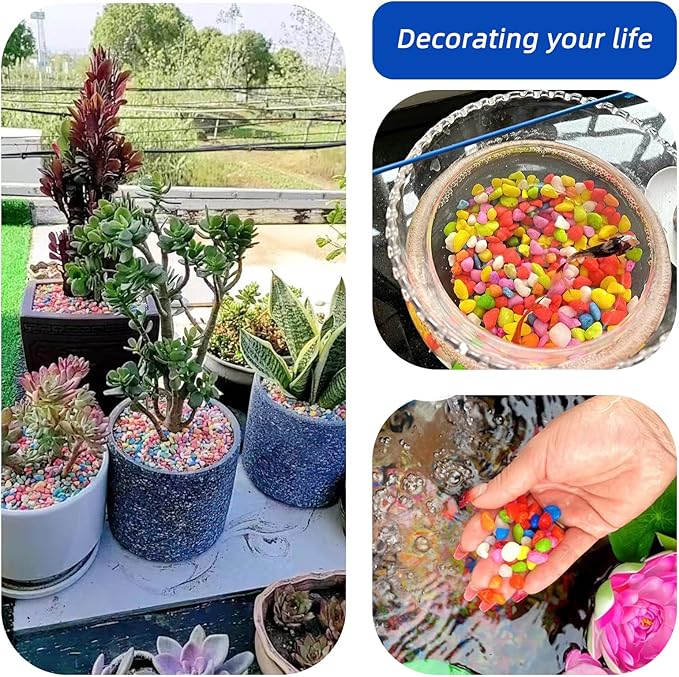 Blue Pebbles for Crafts, 0.9 Pound Natural Polished Aquarium Gravel, Decorative Pebbles for Indoor Plants, Turtle Tank, Vase, Succulents Cactus, Garden Landscaping