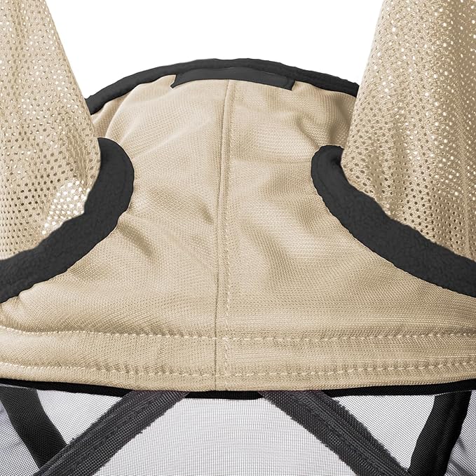 Harrison Howard Pro Luminous Horse Fly Mask Standard with Ears UV Protection for Horse Light Champagne Large Full Size
