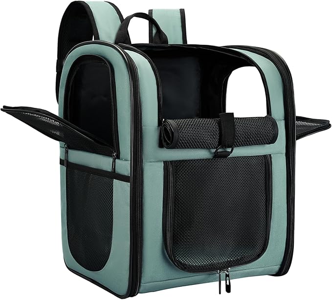 Apollo Walker Dog & Cat Carrier Backpack for 4-15lb Pets - Ventilated Safe Design with Padded Back Support, Breathable Mesh Pet Backpack for Hiking, Travel, Outdoor (Blue)