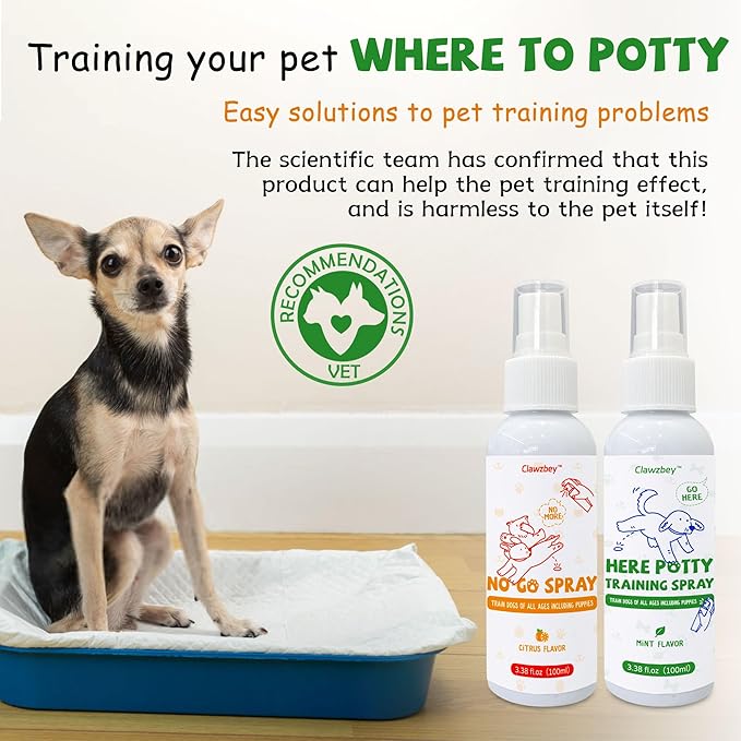 Dog Potty Spray Set, No-Go Spray & Potty Training Spray, Puppy Essentials, Stops Urination & Marking, Indoor and Outdoor Use (3.38 fl oz)