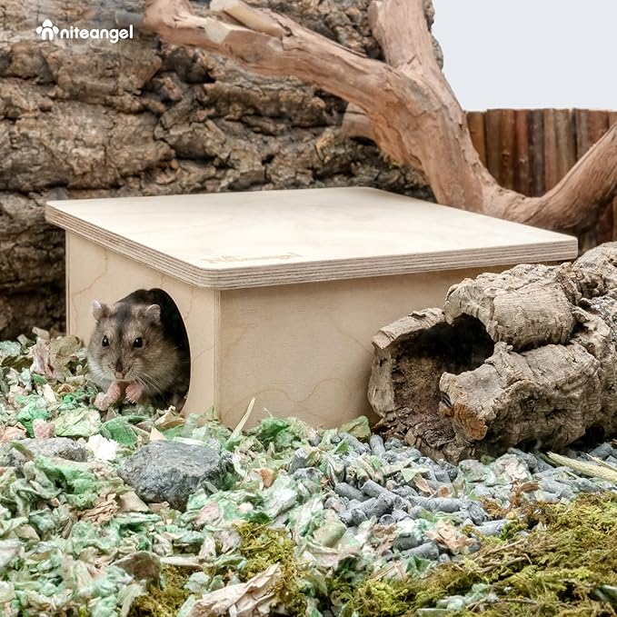 Niteangel Birch Chamber-Maze Hamster Hideout - Small Pets Woodland House Habitats Decor for Hamster Mice Gerbils Mouse