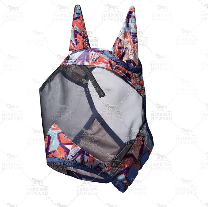 Harrison Howard LumiVista Horse Fly Mask Standard with Ears UV Protection for Horse Abstract Graffiti L Full Size