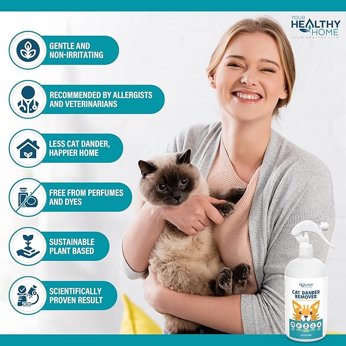 Cat Dander Remover Aloe Vera Free - Pet Dander Allergy Reducer Relief Dry Skin Spray for Cats and Humans| Cruelty-Free & Made in USA (2 Pack)