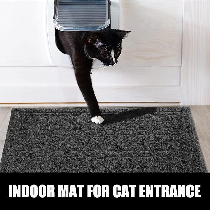 Yimobra Cat Litter Mat, 24"x20" Litter Mat with Litter Lock Mesh, Soft Cat Litter Mat Litter Trapping Mat, Easy to Clean, Non-Slip, Water Resistant, Litter Free Floors, Black