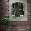 Distressed Wood Shield Mirror