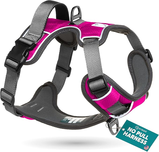 Embark Adventure Dog Harness, Reflective Trim No Pull Dog Harnesses for Small Sized Dogs - Military Grade Nylon, Front Clip with Gel Lined Handle.