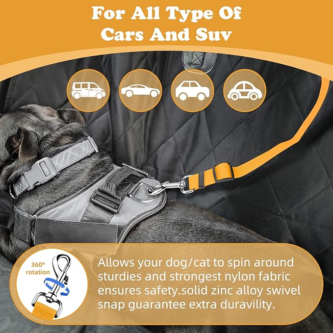 BWOGUE Pet Dog Cat Seat Belts, Car Headrest Restraint Adjustable Safety Leads Vehicle Seatbelt Harness (1 Pack)