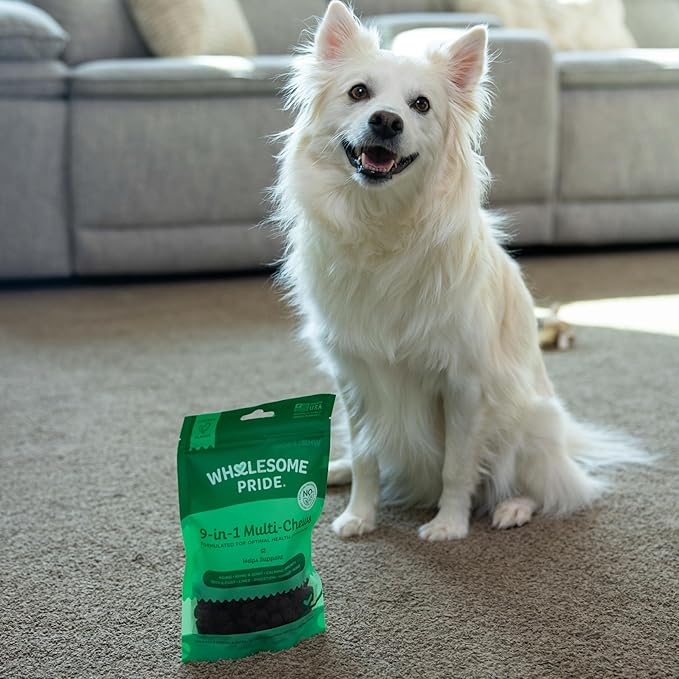 Wholesome Pride 9-in-1 Dog Multifunctional Soft Chews – Joint Pain Relief, Hip & Joint Support, Immune, Skin, Gut, Heart, Brain Health – Glucosamine, MSM, Chondroitin – 90 Chews