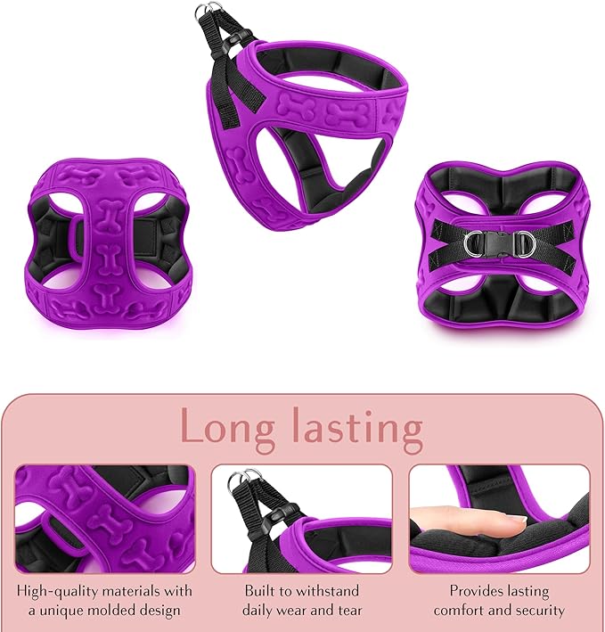 Comfort fit Step-in Dog & Puppy Harness - Comfortable All Weather Dog Vest Harness: Adjustable, Soft Padded, Easy to Put-on for Small, Medium-Sized Dogs.
