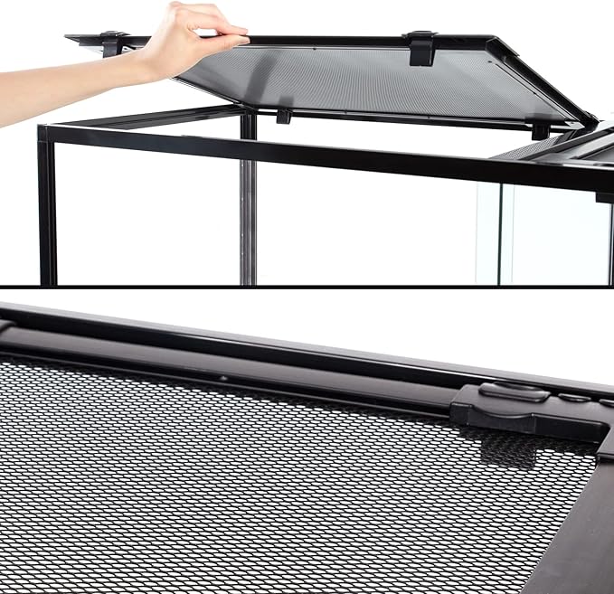 REPTIZOO 88 Gallon Large Reptile Terrarium 48" x 18" x 24" Knock-Down Glass Reptile Tank with Double Hinge Door & Screen Ventilation, Supporting Used as 2 Separate Habitats Easy Assembly