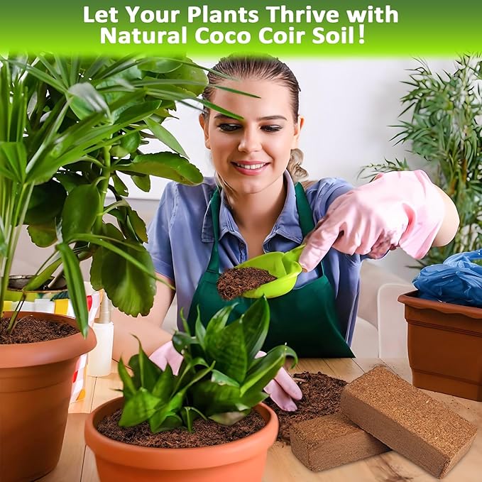Legigo 6 Pack Premium Coco Coir Brick for Plants- 100% Organic Compressed Coconut Coir Bricks Starting Mix, Coco Coir Fiber Coconut Husk for Planting, Gardening, Potting Soil Substrate, Herbs