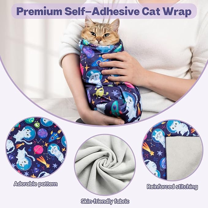 Paw Legend 21.7" Cat Wrap for Grooming Cat Wrap for Cutting Nails Cat Restraint for Nail Clipping Self Adhesive Blanket Restraint Cloth for Cats