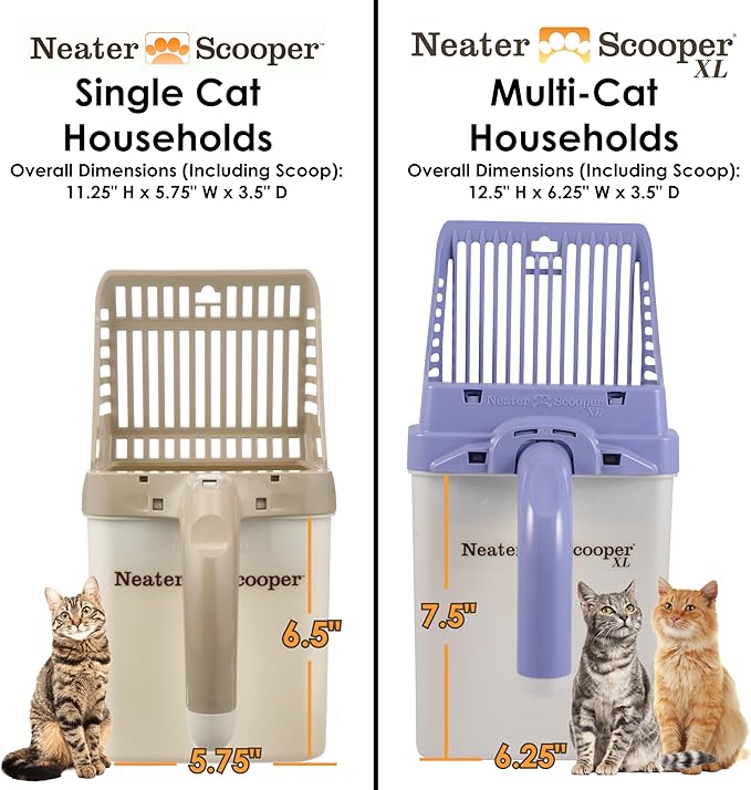Neater Pet Brands Neater Scooper XL Cat Litter Scoop, 195 Refill Bags – Extra-Large Capacity Mess-Free Cat Litter Scooper with Bag for Large & Multiple Cats, Spill-Proof Litter Box Scooper with Holder