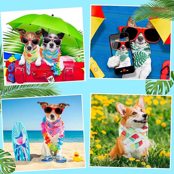 Chunful 100 Pieces Dog Bandanas Bulk Summer Pet Bandanas Pack Triangle Scarf Bib Kerchief Set for Small Large Dog Costume Accessories Decoration(25.6 x 17.7 x 17.7,Fruit)