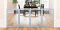 Freestanding Wooden Pet Gate - Foldable Indoor Dog Gate, 80 Inch Wide, 4 Panels, Grey
