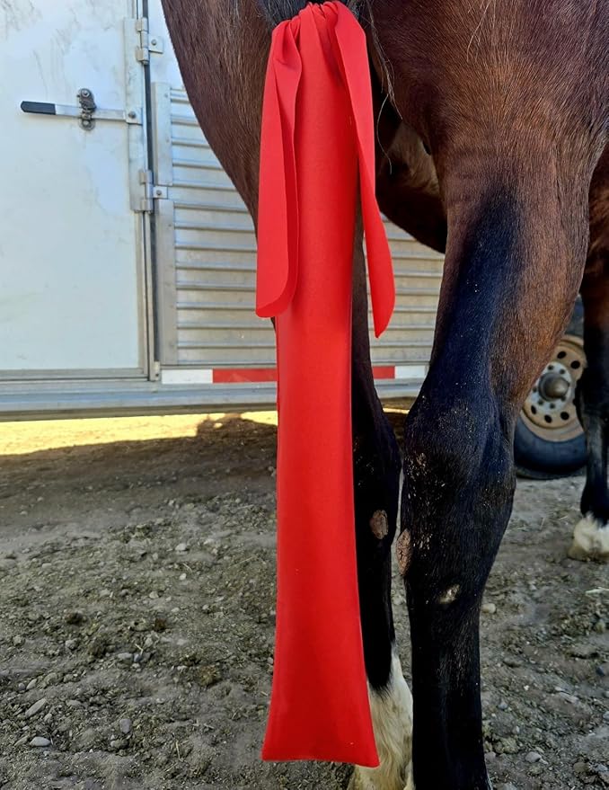 Ranch Hand Horse Tail Bag - Stretchable Horse Tail Bag Made from Durable Stretchy Material- Damage-Free Tail Protection - Gentle Grooming Essential for Healthy Growth - Tail Care Accessory Grroming- Light Red