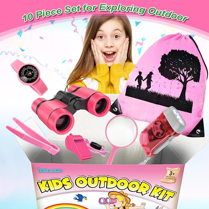 Kids Explorer Kit & Bug Catcher Kit, Camping Gear for Kids, Outdoor Exploration Set with Backpack & Binoculars, Ideal Outdoor Adventure Toys for Boys Girls 3-12