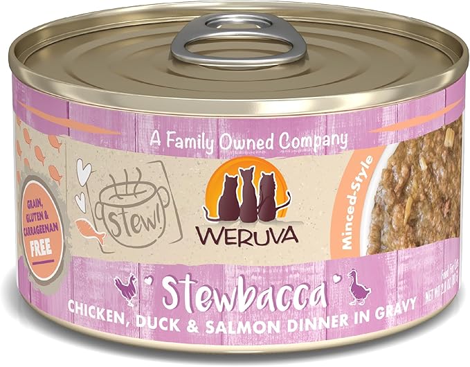 Weruva Classic Cat Stews!, Stewbacca with Chicken, Duck & Salmon in Gravy, 2.8oz Can (Pack of 12)