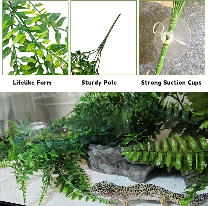 BNOSDM Reptile Vines,Bendable Jungle Climbing Vine,Terrarium Plants Artificial Decor,Tank Decorations Accessories for Bearded Dragons Chameleons Snakes Lizards Hermit Crabs