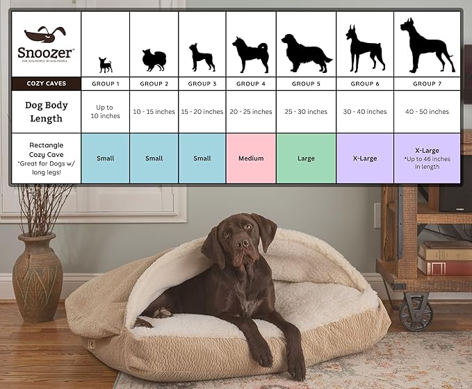 Snoozer Pet Products Luxury Rectangle Cozy Cave, Wag Collection, Large, Ramey Oxford
