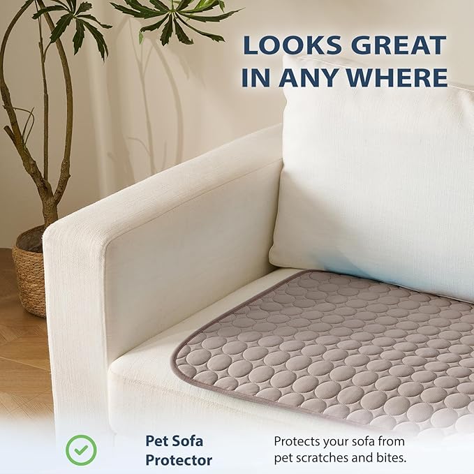 MICROCOSMOS Summer Cooling Mat & Sleeping Pad- Water Absorption Top, Materials Safe, Easy Carry, EZ Clean. Keep Cooling for Pets, Kids and Adults.(Brown, 36" x36")