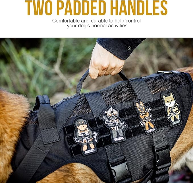 OneTigris No Pull Dog Harness for Small Dog, Mesh Design Breathable Military Dog Molle Vests with Handles, Service Dog Vest Harness for Walking Hiking Training
