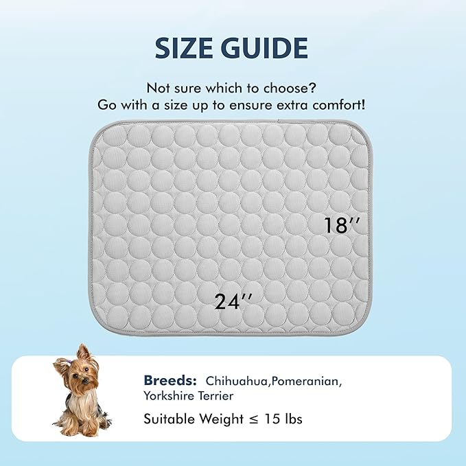 MICROCOSMOS Summer Cooling Mat & Sleeping Pad- Water Absorption Top, Materials Safe, Easy Carry, EZ Clean. Keep Cooling for Pets, Kids and Adults.(Grey, 24" x18")