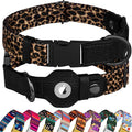 AirTag Dog Collar for Small Medium Large Breed - Adjustable Cute Pattern Dog Collar with Airtag Holder - Soft Leather Tracker GPS Apple Air Tag Pet Collars (Medium, 14"-18" Neck Fit, Leopard)