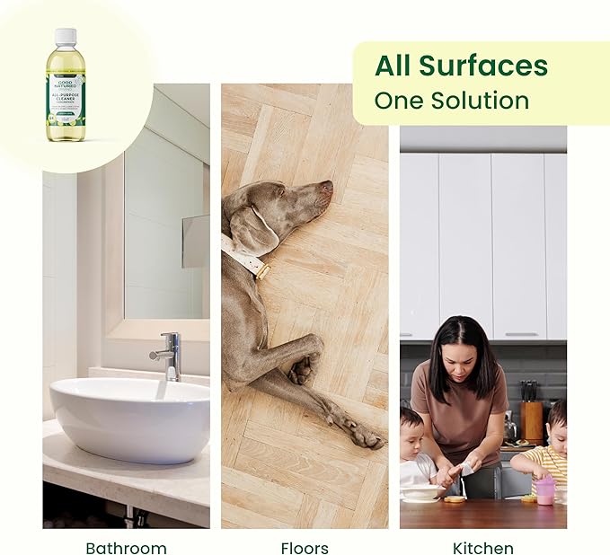 Good Natured Brand All-Purpose Cleaner Concentrate | Multi-Surface Cleaner | Natural Lemon Essential Oil | Multipurpose Cleaner Concentrate All Surfaces | Lemon Love | 4oz makes 64oz