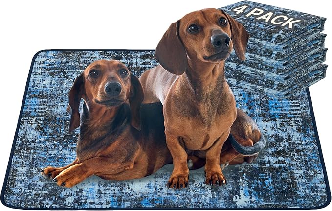 Qeils Washable Pee Pads for Dogs, 4 Pack Reusable Super Absorbent Leakproof Potty Pads 36"x24", Non-Slip for Crate, Floor, Couch, Whelping Box, Litter Mat