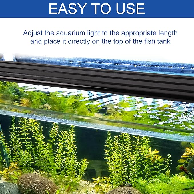 Led Aquarium Light, Full Spectrum Fish Tank Lights, 40 Gallon Freshwater Fishtank Hood Lighting for Grow Fish, Plants, Adjustable from 30 to 36 Inch