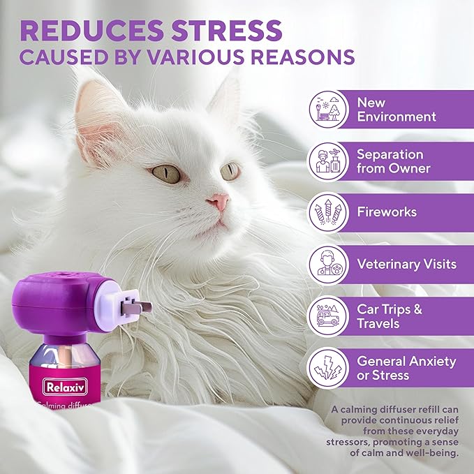 Beloved Pets Cat Calming Diffuser & Pet Anti Anxiety Products - Feline Calm Pheromones Plug in & Cats Stress Relief Comfort Helps with Pee, New Zone, Aggression