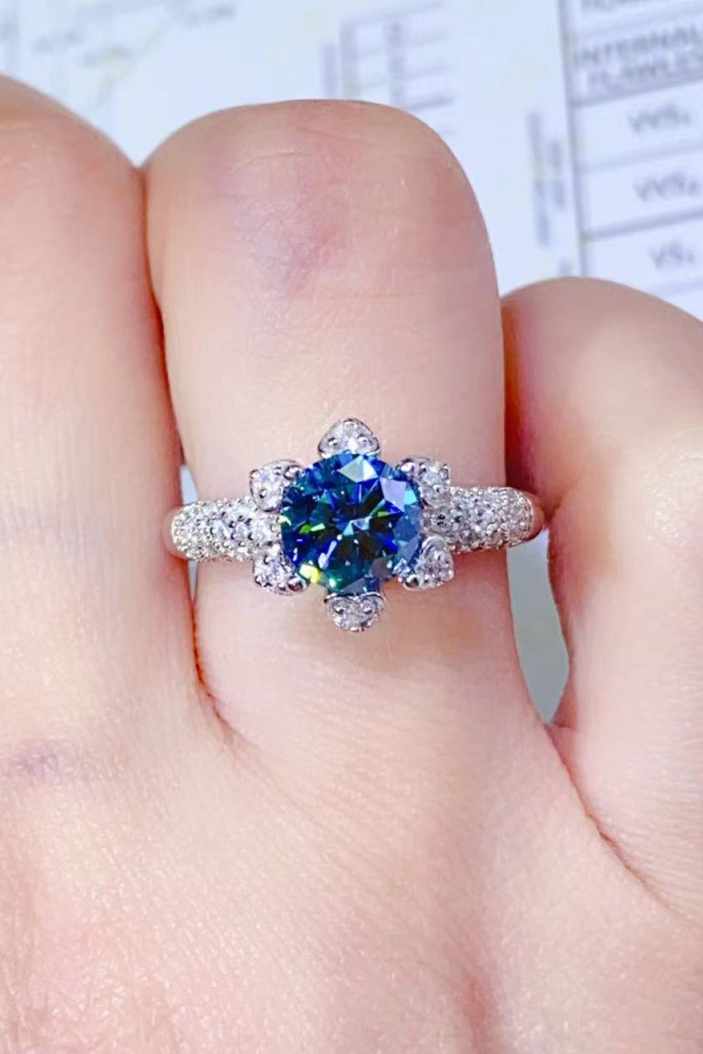 1 Carat Blue Sparkala™ Platinum Over Pure Sterling Silver Ring