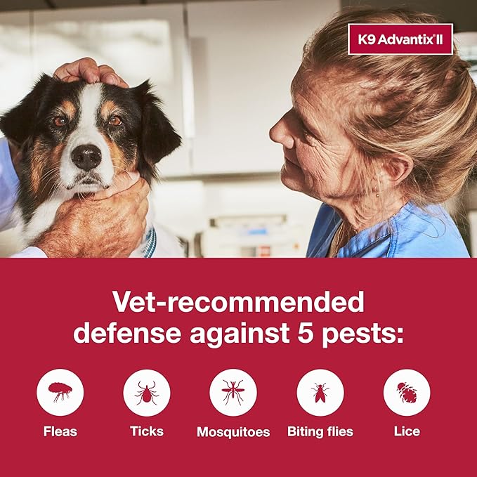 K9 Advantix II Large Dog Vet-Recommended Flea, Tick & Mosquito Treatment & Prevention | Dogs 21-55 lbs. | 6-Mo Supply (Pack of 2)