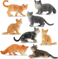 Toymany 8PCS Grey & Orange Cat Figurines Set, Realistic Cat Figures Kitten Toys, Cat Cake Toppers Easter Eggs Birthday Gift for Kids Children