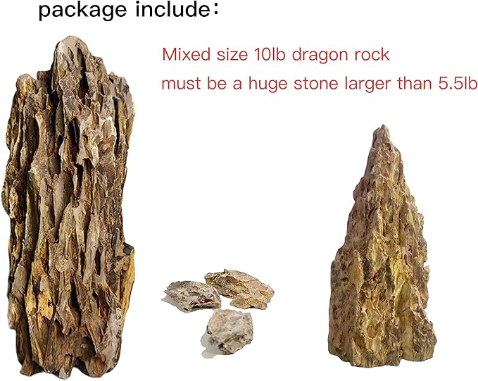 Natural Dragon Rock Carefully Selected Mixed Sizes, Decorative Aquarium Rocks, Aquarium Stones for Fish Tank (10lb-Extra Large)