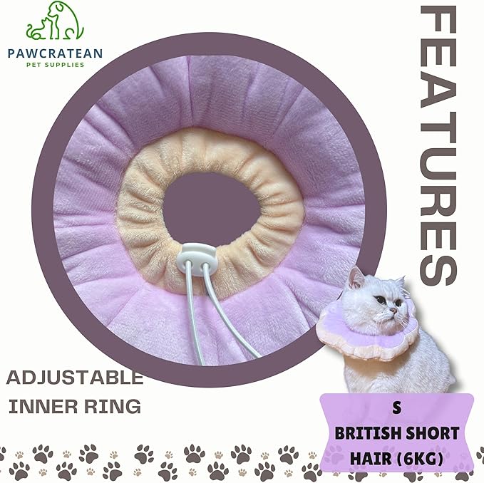 Adjustable Comfy Flower Style Elizabeth Collar for Cats Puppies Soft Recovery Cone Pet Protective Neck Collar (Purple, Medium)
