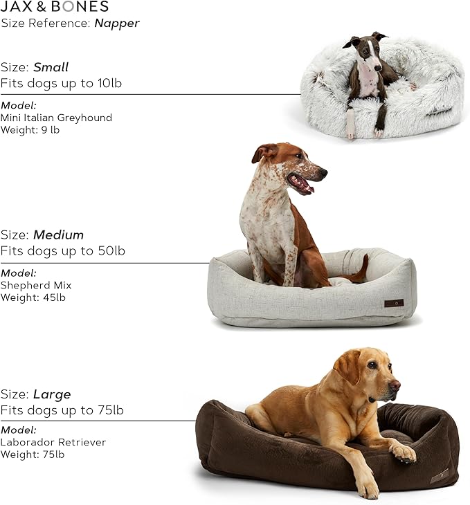 Jax & Bones Dog Napper - Luna Grey Machine Washable Bed for Dogs - Extra Heavy Duty Bolstered Sides - Medium Grey Dog Mat | 35 x 27 Inches