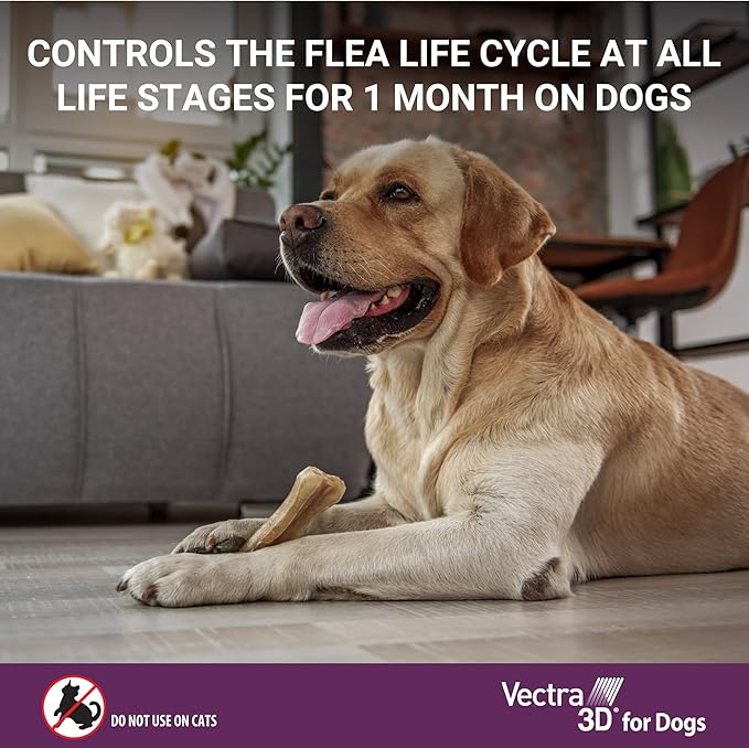 Vectra 3D for Dogs Flea, Tick & Mosquito Treatment & Prevention for Large Dogs (56 to 95 lbs) , 3 month supply