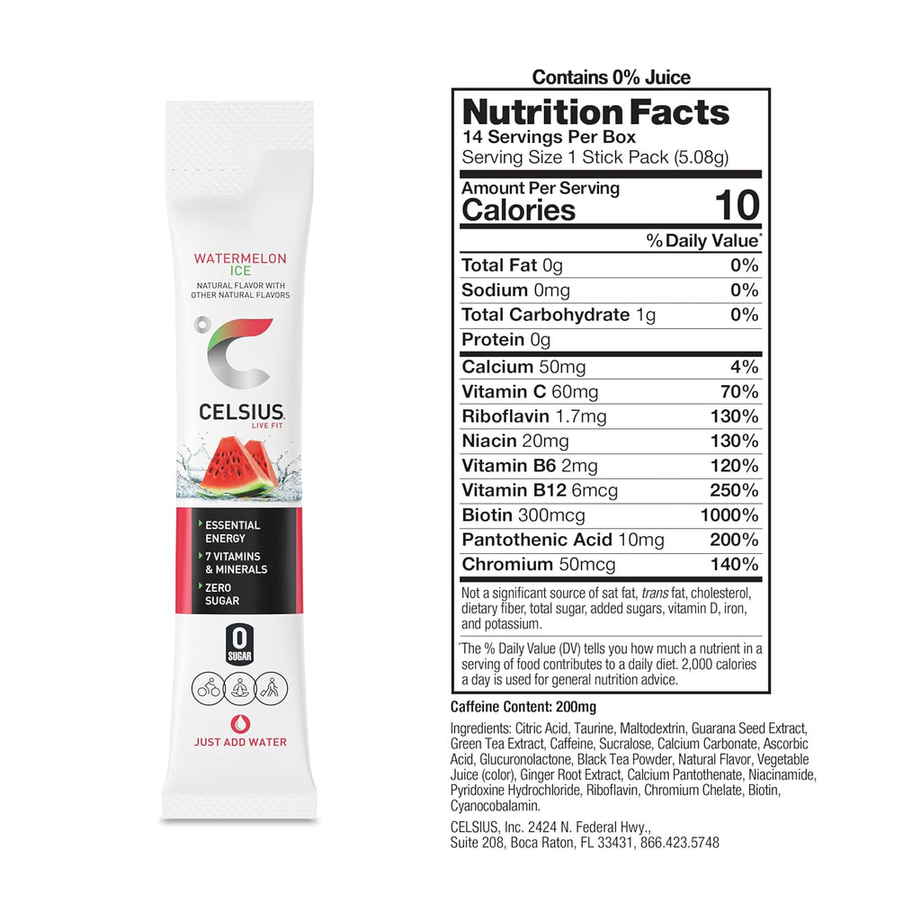 CELSIUS® On-The-Go Powder Sticks Dragonfruit Lime, Essential Energy 2.8 Oz