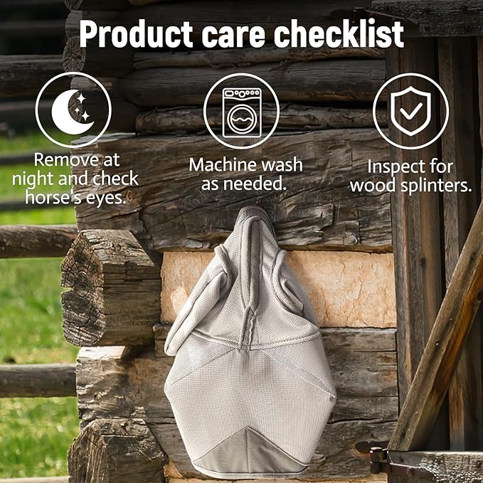 Horse Fly Mask, Adjustable Fly Masks for Horses with Ears, UV Protection from Insect Pests Comfort Mesh Without Nose Average Size Horses Accessories(Medium)