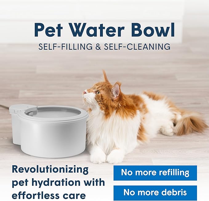 Always Full® 7" Pet Water Bowl and Wall Unit Bundle – Self-Refilling, Clean Filtered Water, Easy Home Connection, App-Enabled Hydration Tracking, Cat and Dog Water Bowls