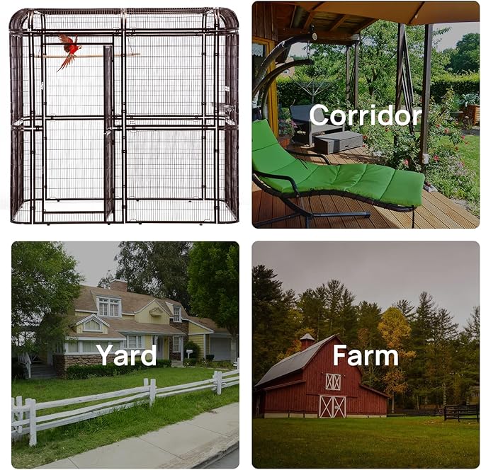 wonline Parrot Cages for Large Birds Outdoor Extra Large Bird Cage with Bird Cage and Perch, Suitable for Macaws Canaries Parrots Budgie Lovebirds