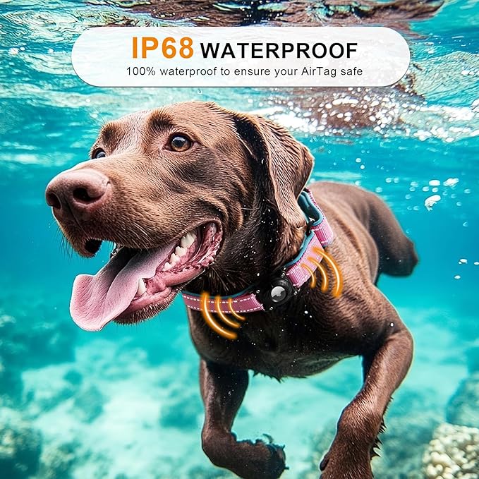 Airtag Dog Collar with Martingale Design, IP68 Waterproof Air Tag Collar Holder, Adjustable Reflective Soft Padded Nylon Dog Collar for Large Medium Small Dogs